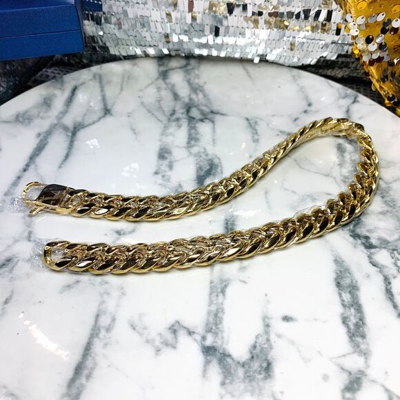 18K Gold Plated Cuban Link Chain 18in Long Strong Heavy Boxed Men Women Jewelry - Picture 7 of 9